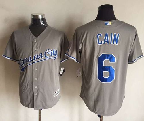 Royals #6 Lorenzo Cain New Grey Cool Base Stitched MLB Jersey - Click Image to Close